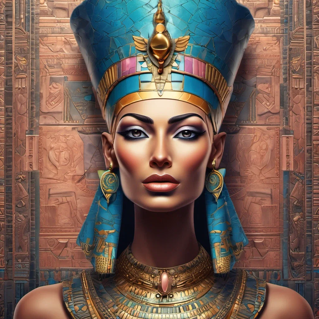 fantasy art nefertiti bust egyptian fresco