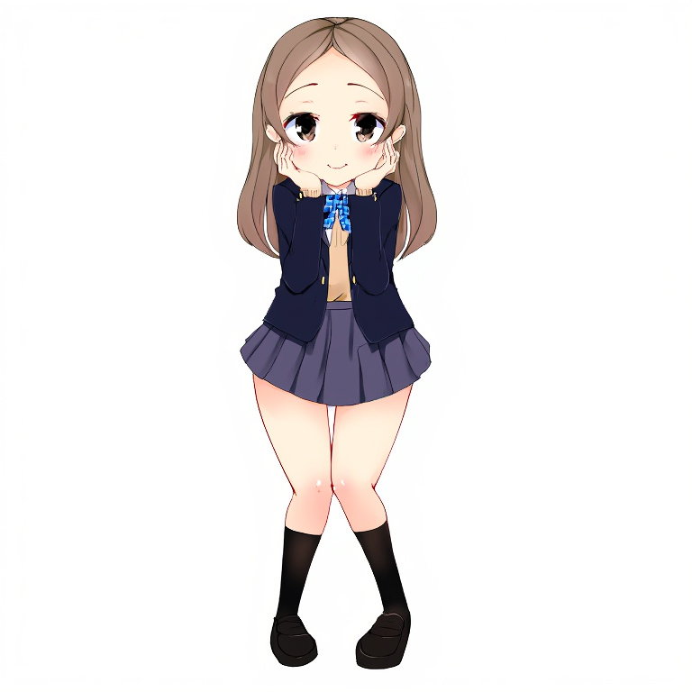 anime high school girl cute blushing pose