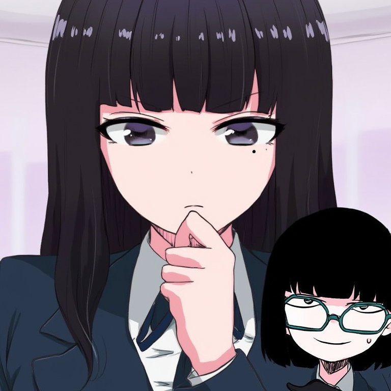 anime high school girl blazer serious face smile