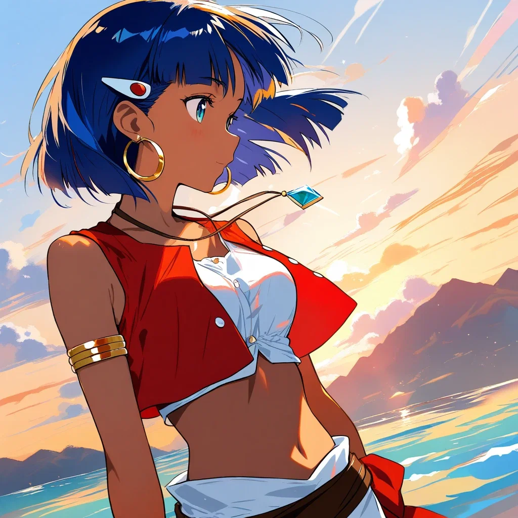 nadia mysterious seas sketch detailed golden hour