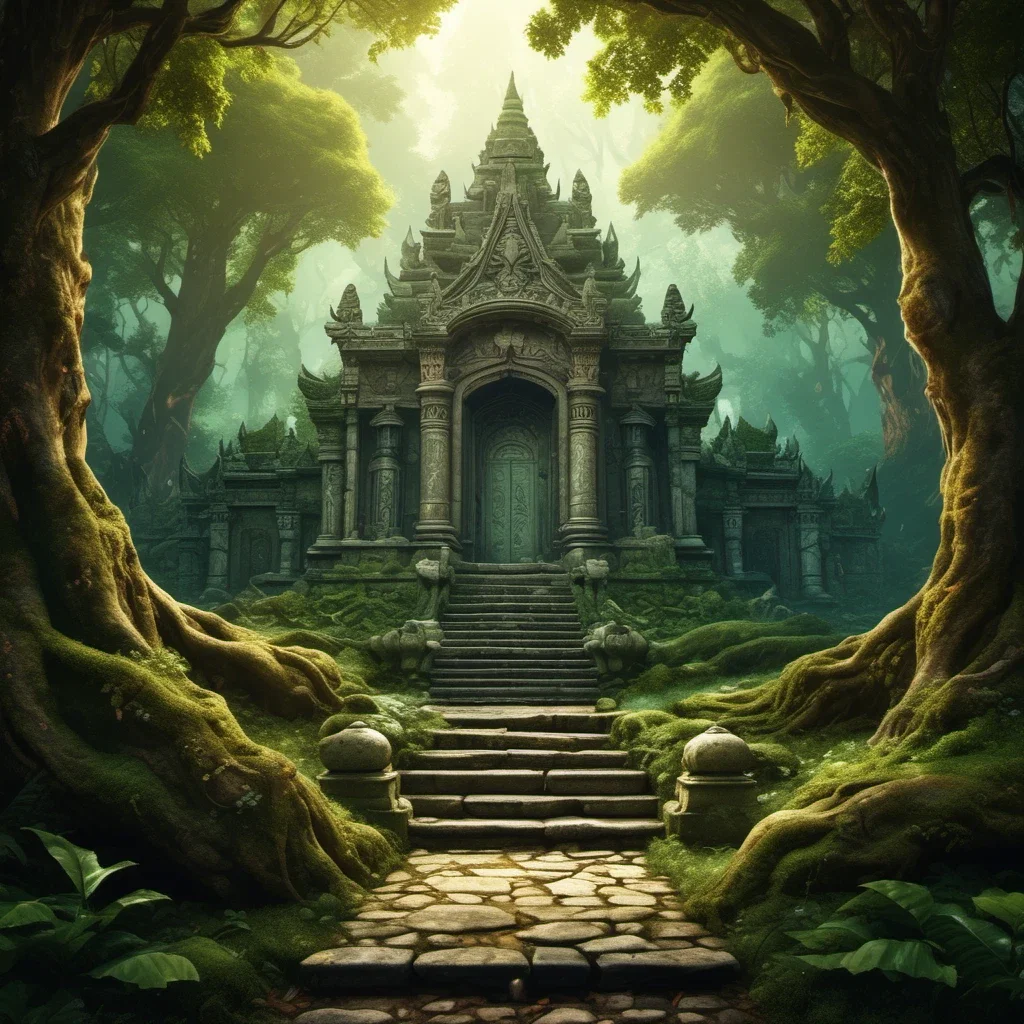 ancient elven temple in forest