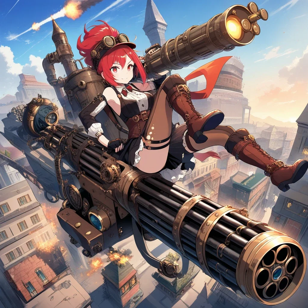 cute beautiful girl steampunk red hair