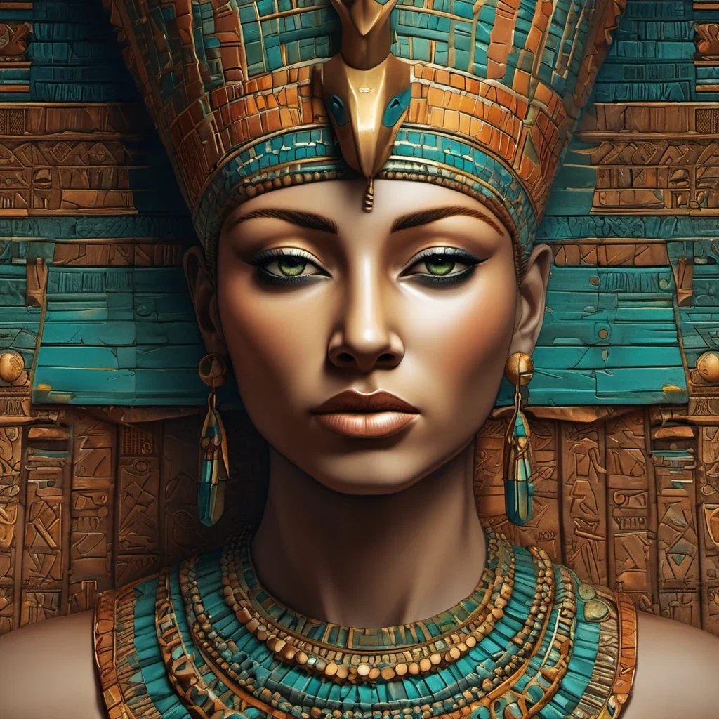 egyptian princess hatshepsut bust fantasy illustration