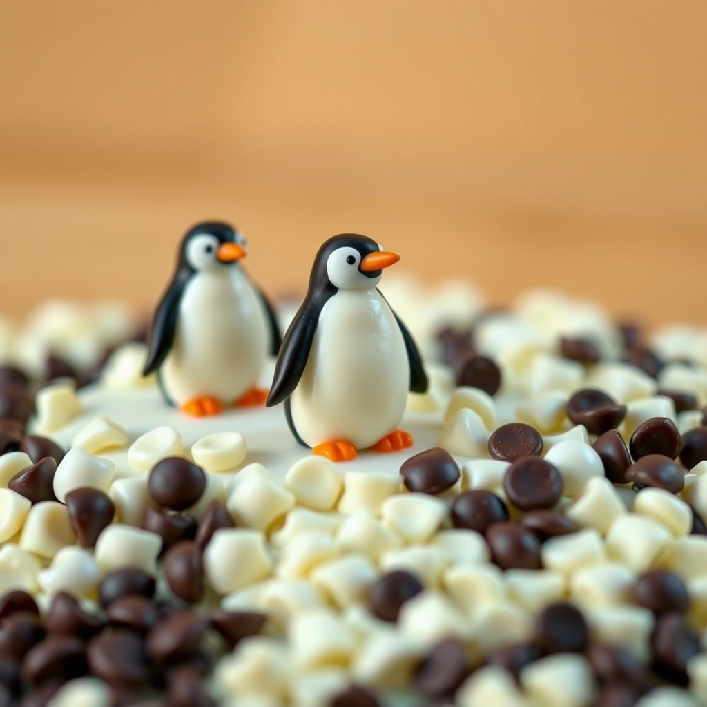 miniature food photography penguins chocolate