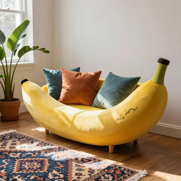 yellow banana couch in living room