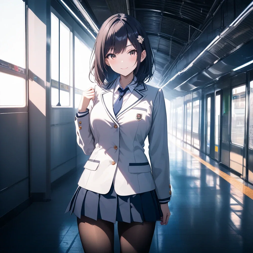 artistic girl in miniskirt school uniform