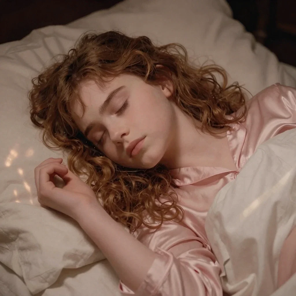 sleeping hermione granger pink pajamas bedroom