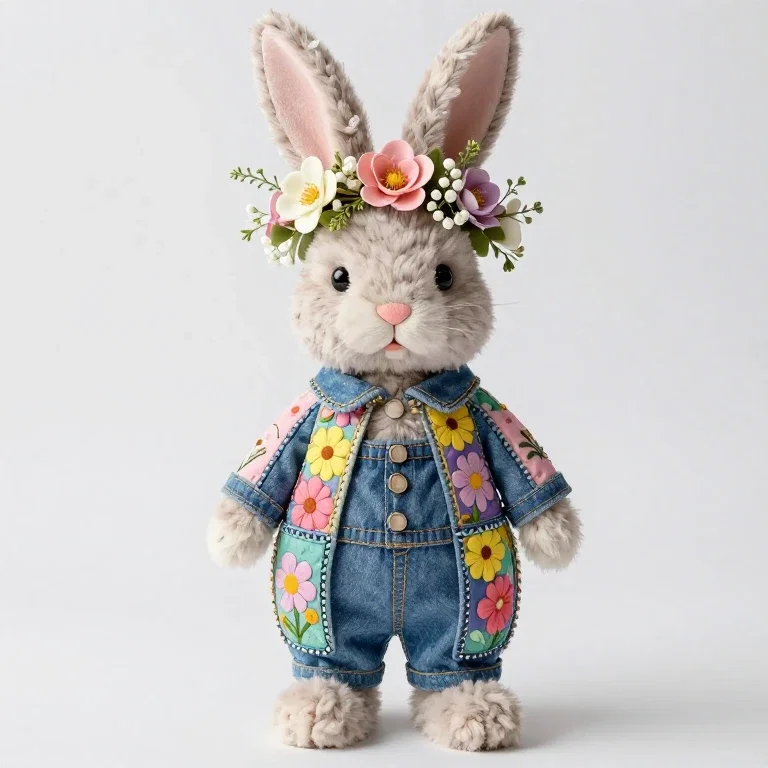 whimsical easter bunny denim floral crown