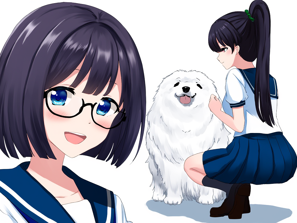 anime girls samoyed school students