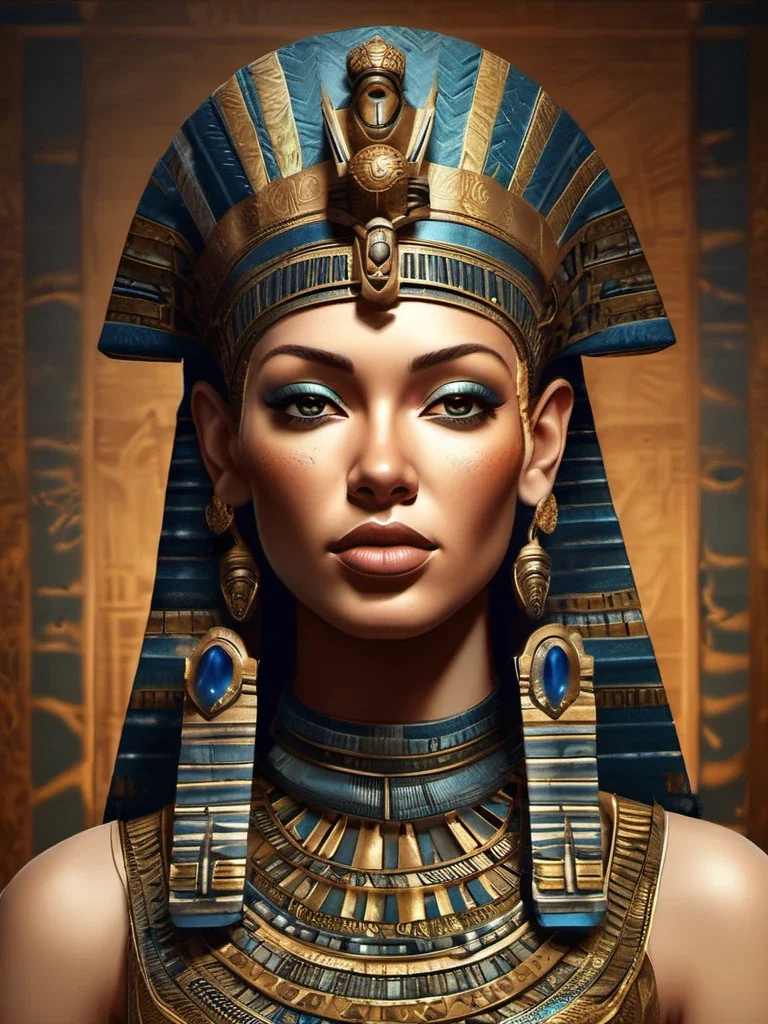 rihanna as egyptian princess bust detailed illustration