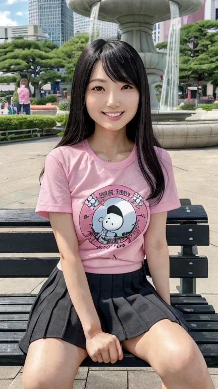 anime japanese woman snoopy shirt pink skirt