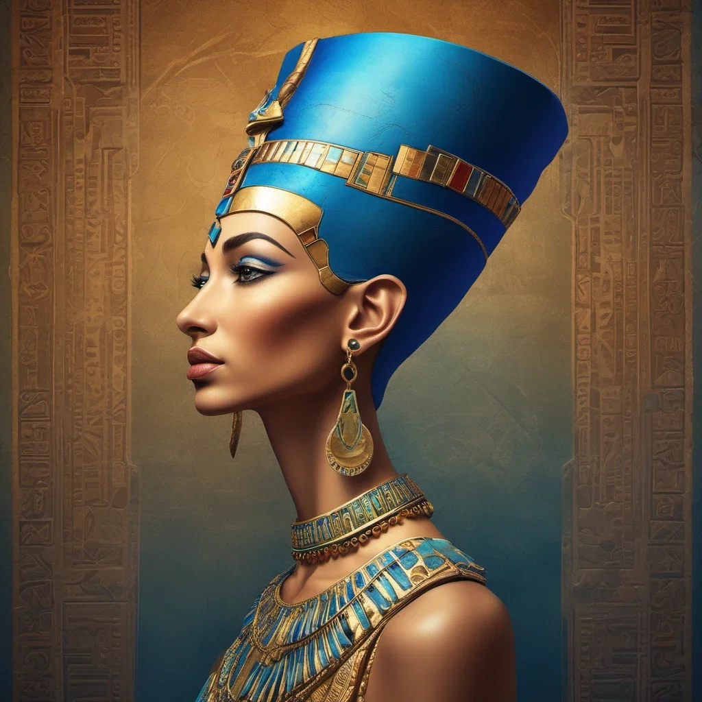 hyperrealistic fantasy portrait of egyptian queen nefertiti