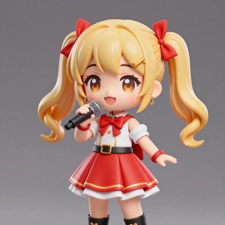 anime chibi idol singer with microphone