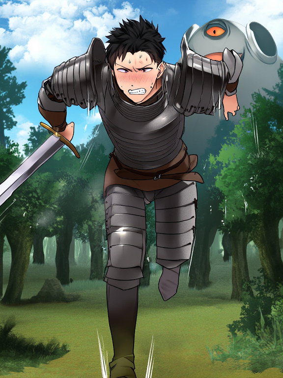 warrior fleeing giant cyclops forest