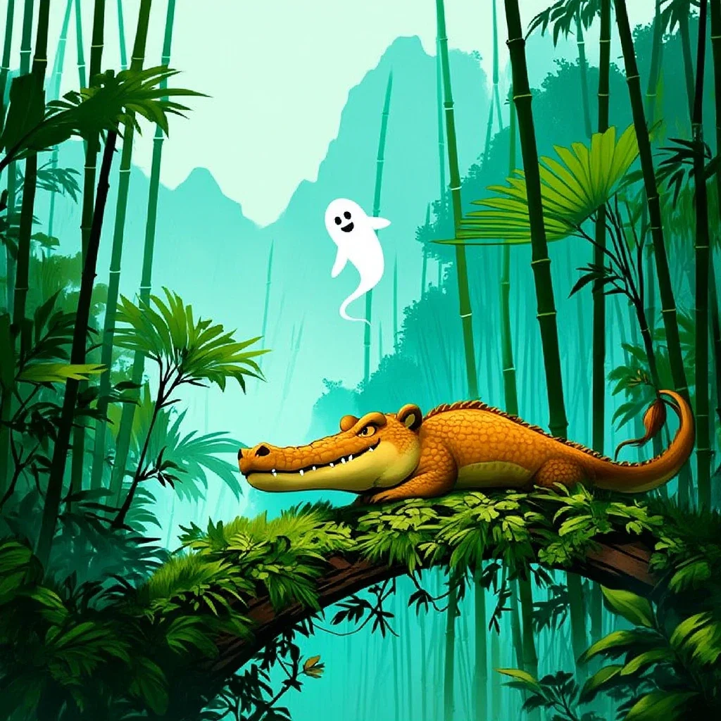 lion crocodile jungle bamboo bridge ghost