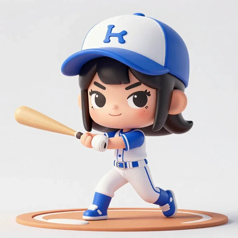 chibi brunette baseball player hits home run