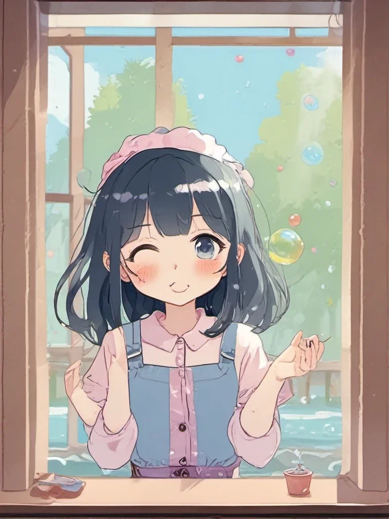 good morning japanese girl says have a good day