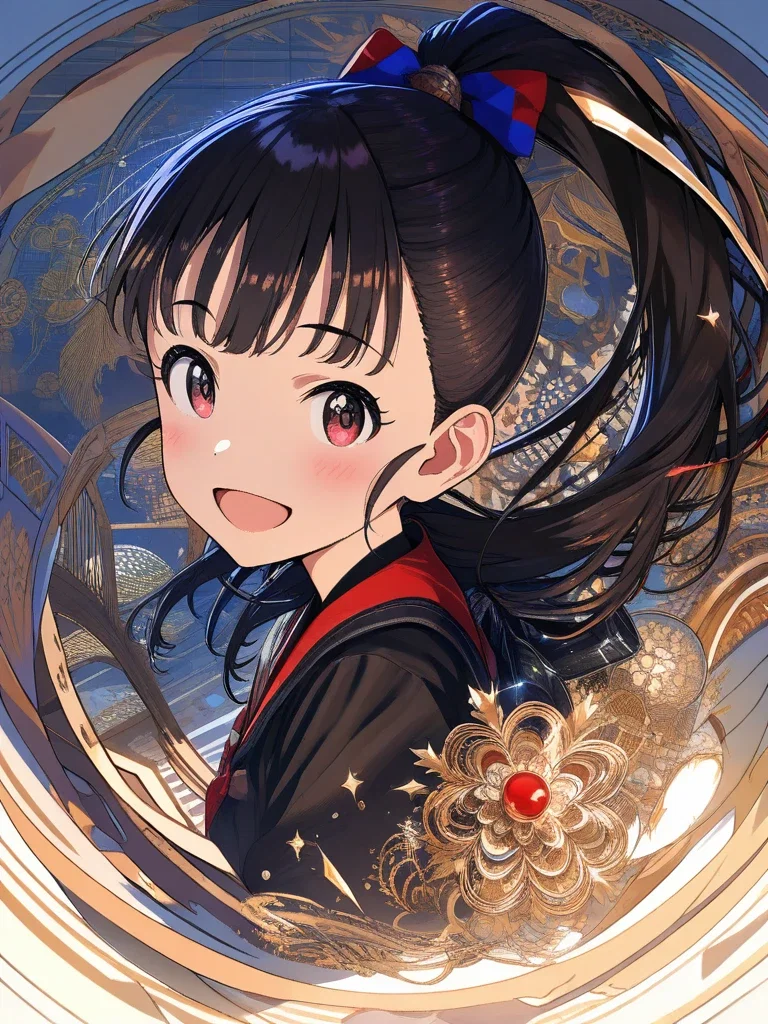japanese schoolgirl rides unicycle smiling