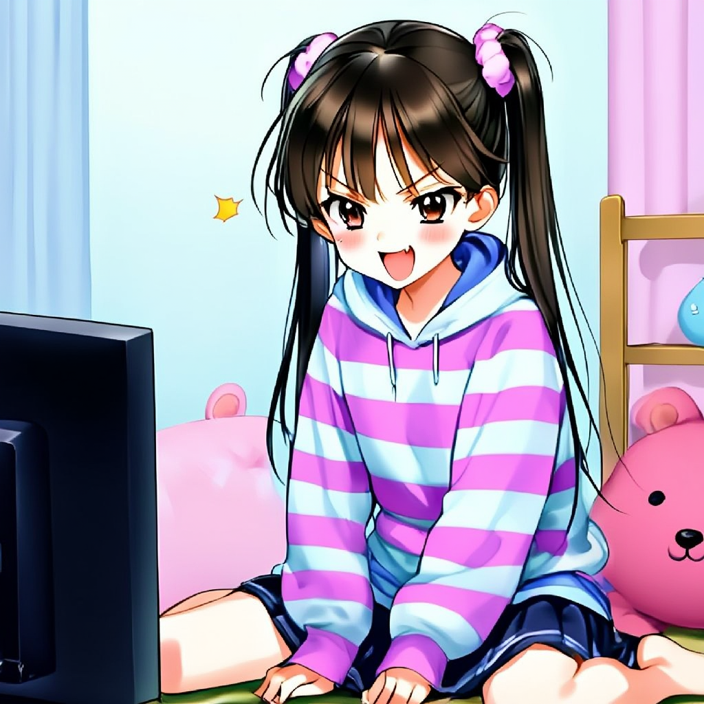 high school girl twin tails petite childish