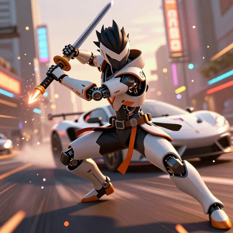 cyborg ninja racer neon streets action