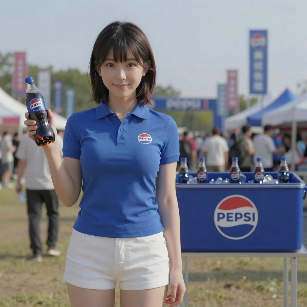 japanese pepsi vendor woman golden hour festival
