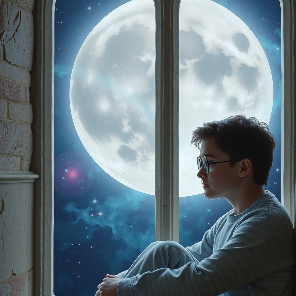 harry potter by window moonlight night