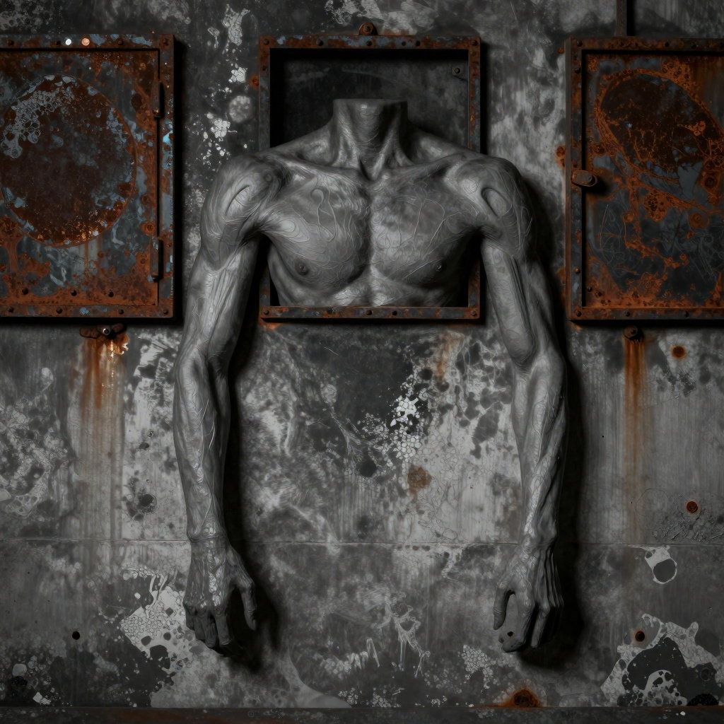 surreal body art industrial decay organic mechanical joints