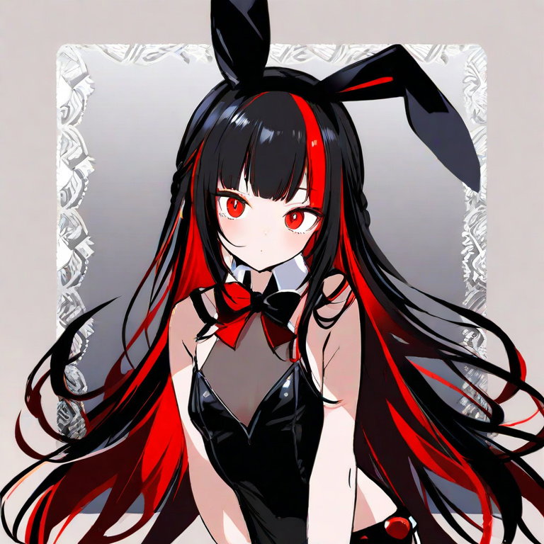 beautiful bunny girl with red eyes