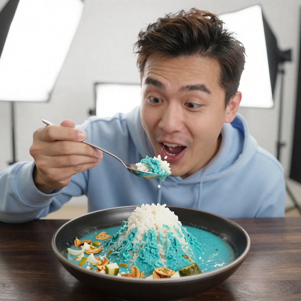 blue curry mount fuji youtuber bite onion chips