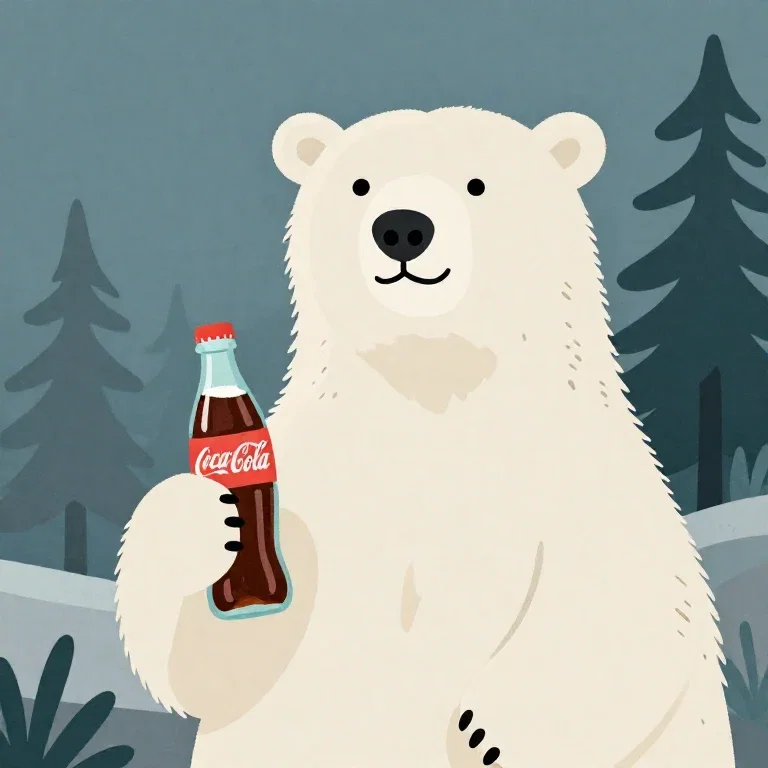 polar bear natural habitat holding coca cola