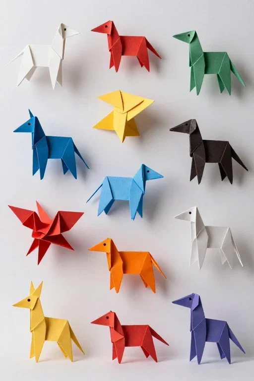 origami animals realistic 3d dynamic colors
