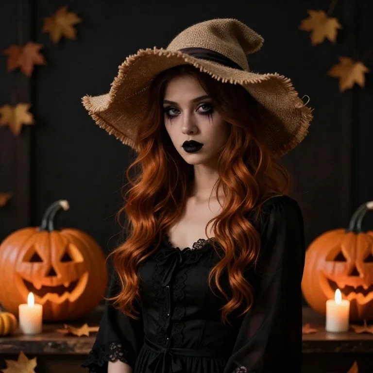 haunting gothic beauty with pumpkin hues