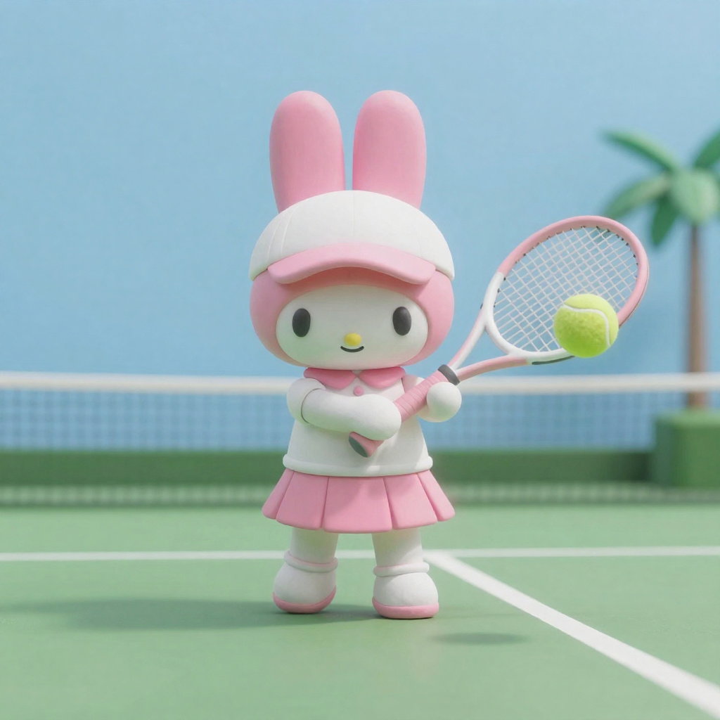claymation my melody tennis smash focus pink skirt