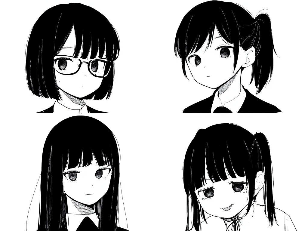 high school girls with diverse hairstyles and features