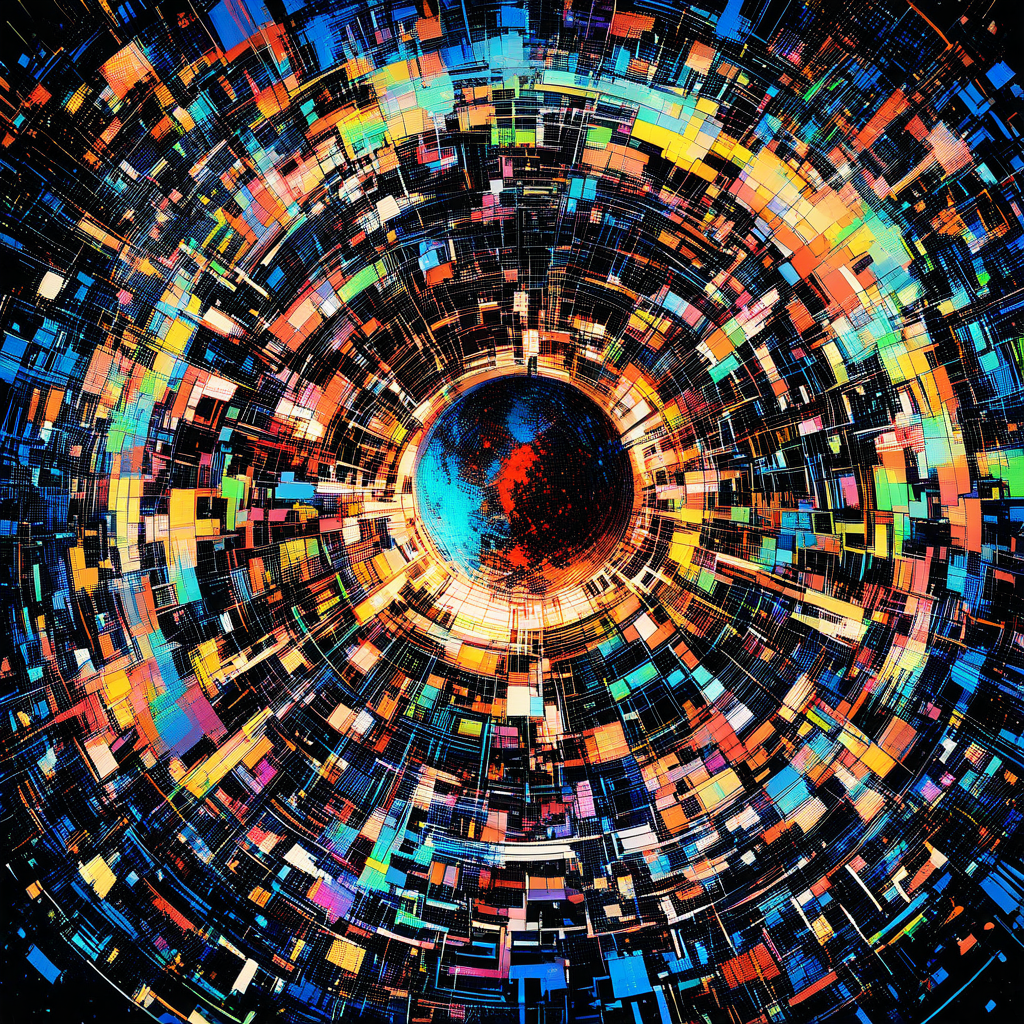 artistic cyber abstract girls controlling earth