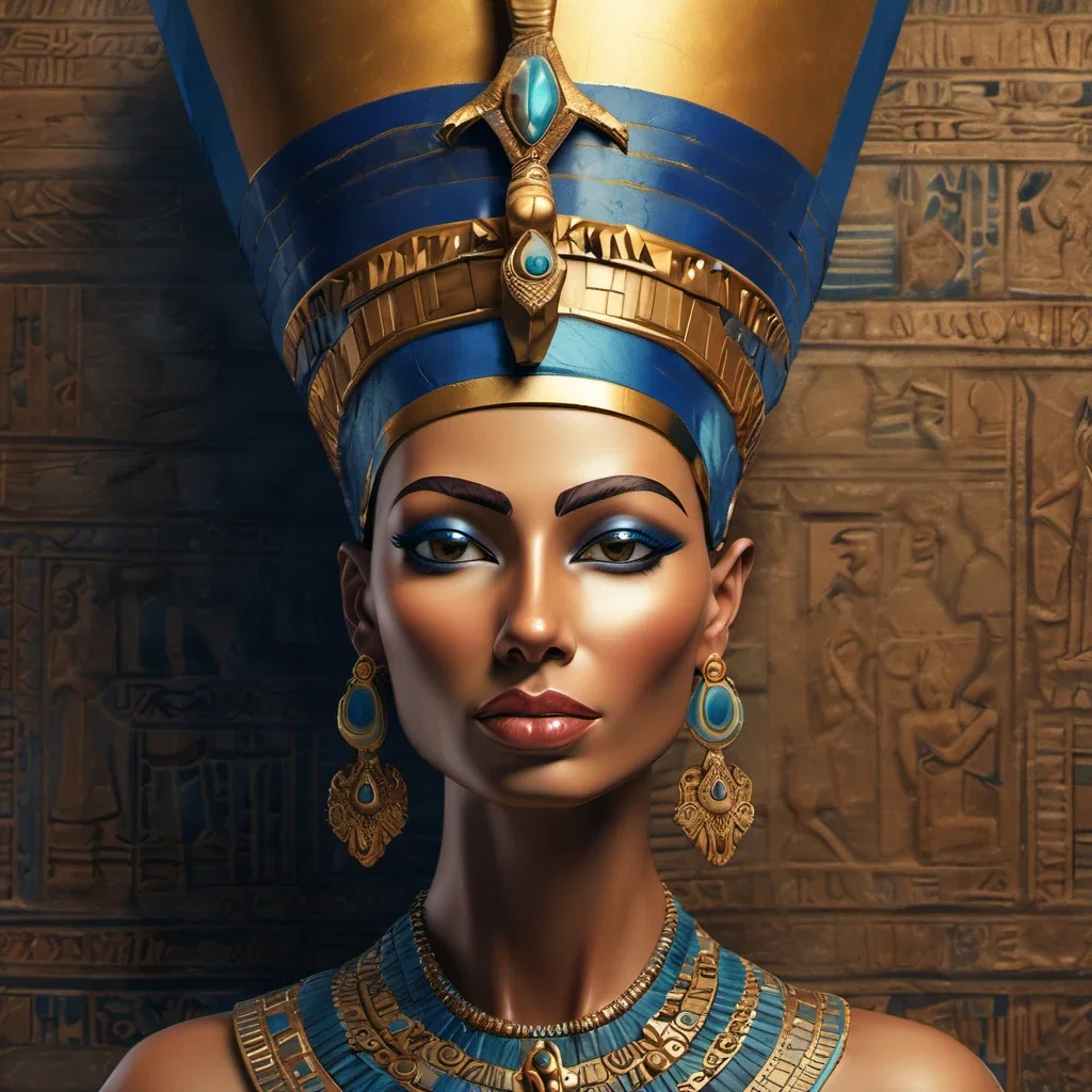 fantasy art nefertiti bust detailed colors
