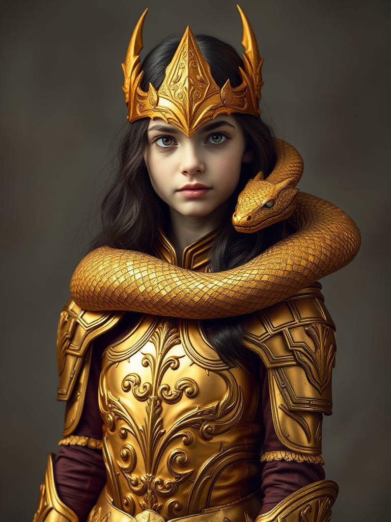 dragon controlled teenage girl golden armor