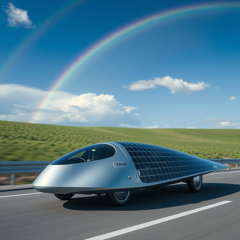 silver honda dream solar racer rainbow motion blur