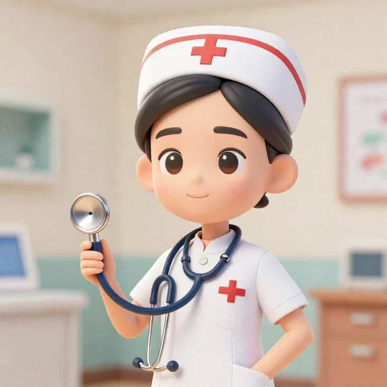 nurse caricature medical equipment hospital setting