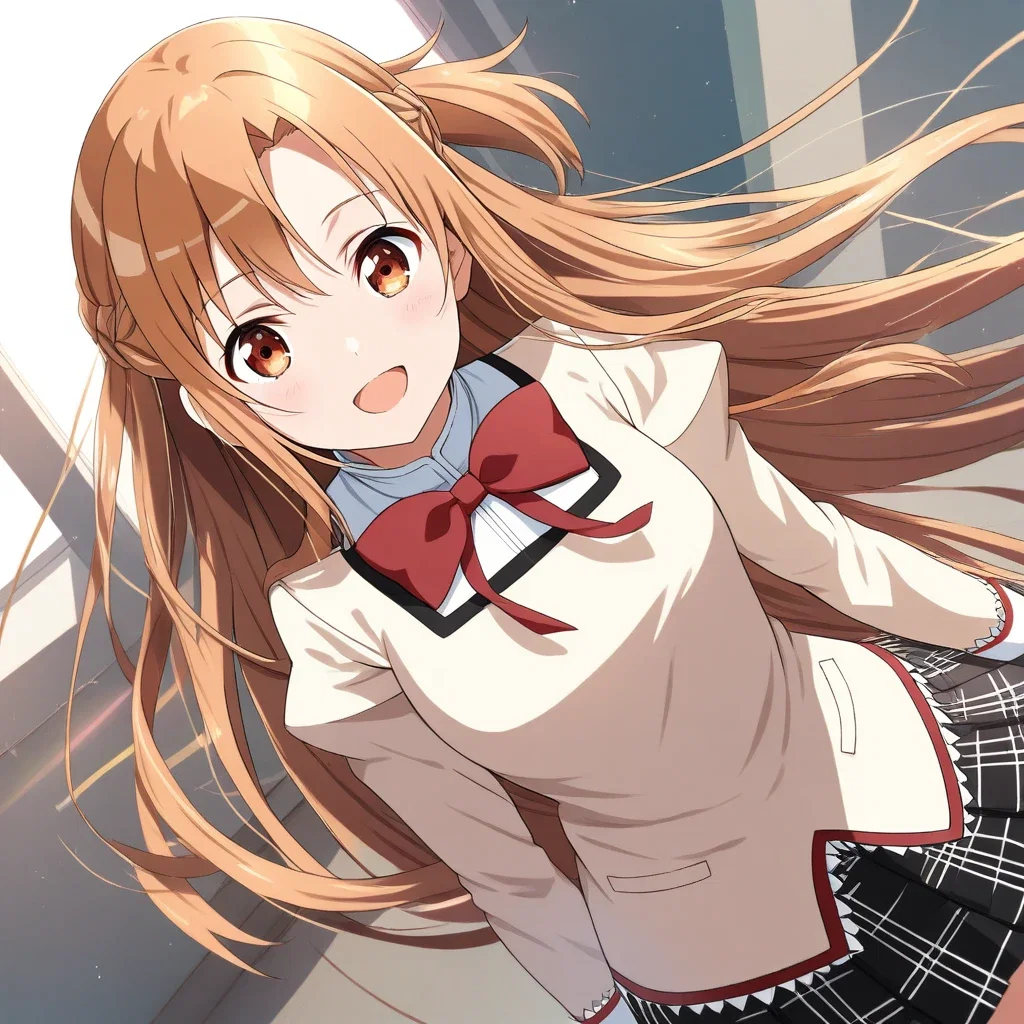 asuna sao school uniform stairs wind