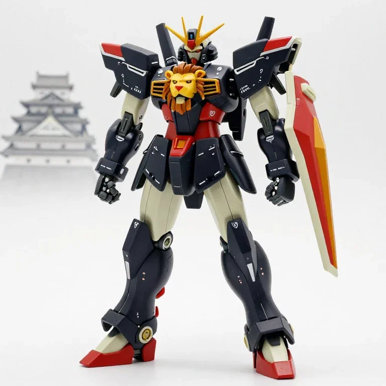 fictional mecha with lion head and wings