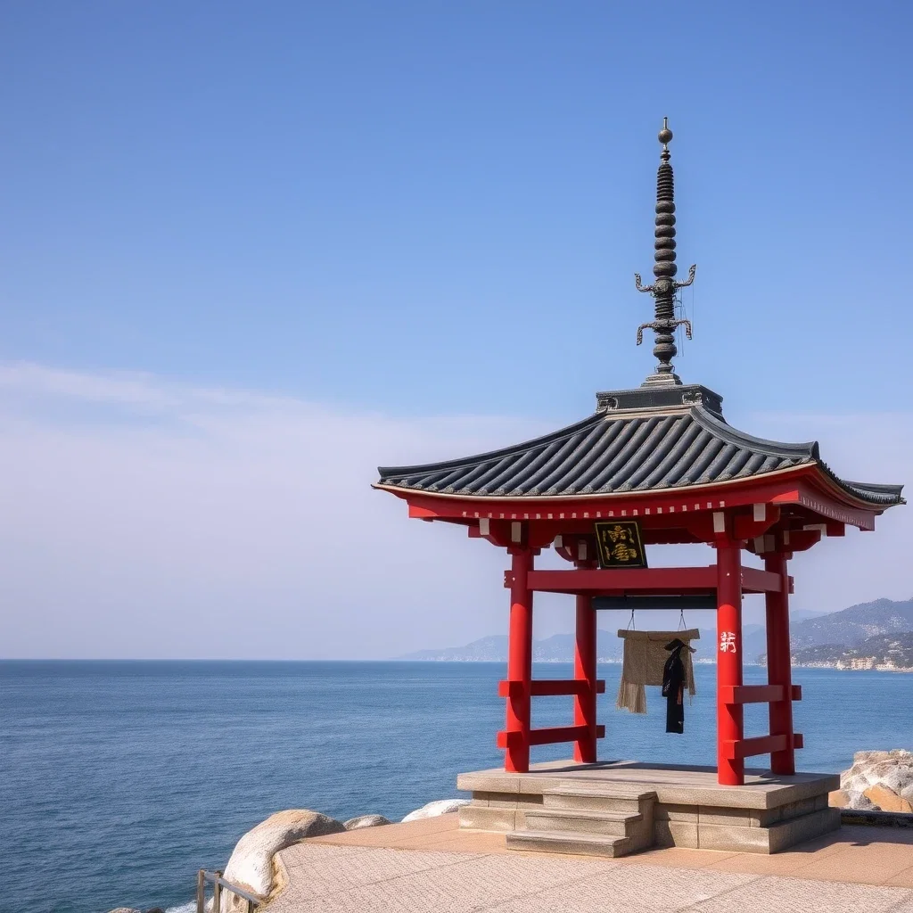 japanese shrine by sea