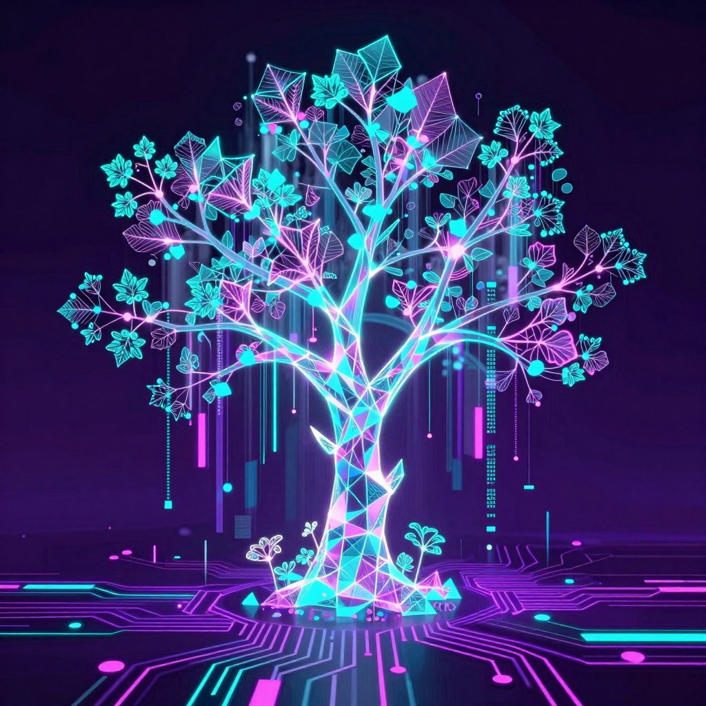 glitch art luminous vector lattice trees