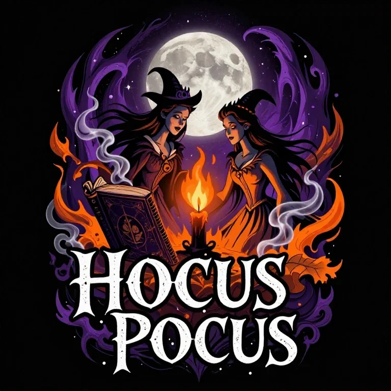 hocus pocus logo design with spellbook