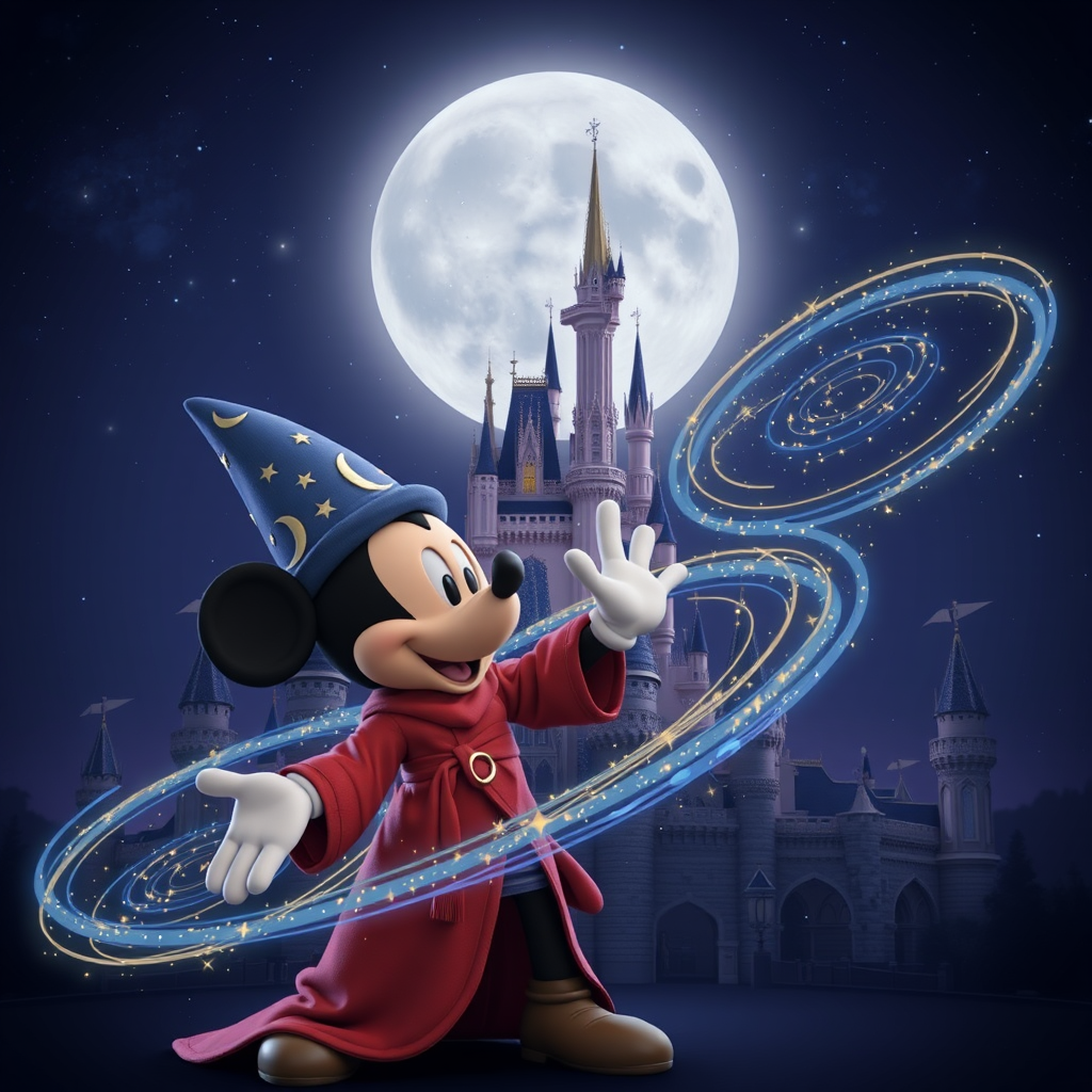 mickey mouse sorcerer apprentice castle magic night