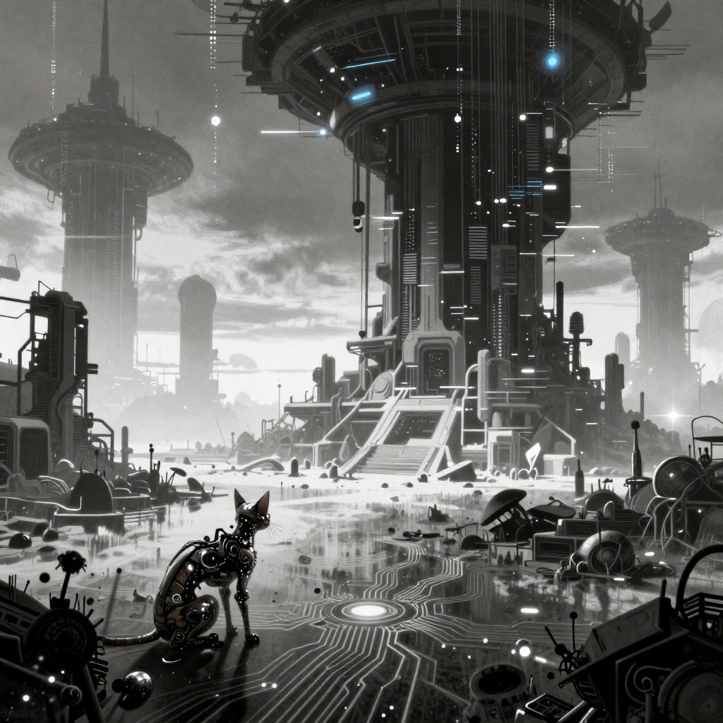 post futuristic digital wasteland giger inspired panorama