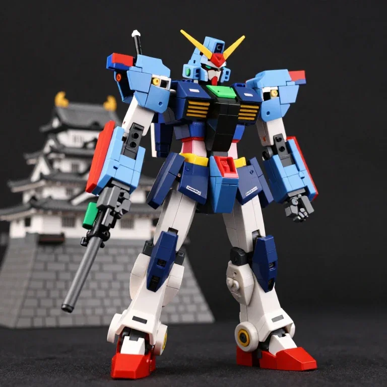 plastic block mecha figure japanese armor background