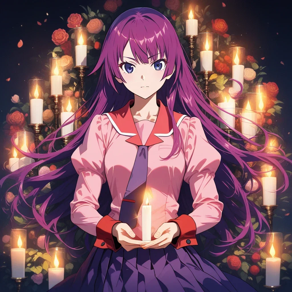 bakemonogatari hitagi school uniform painting