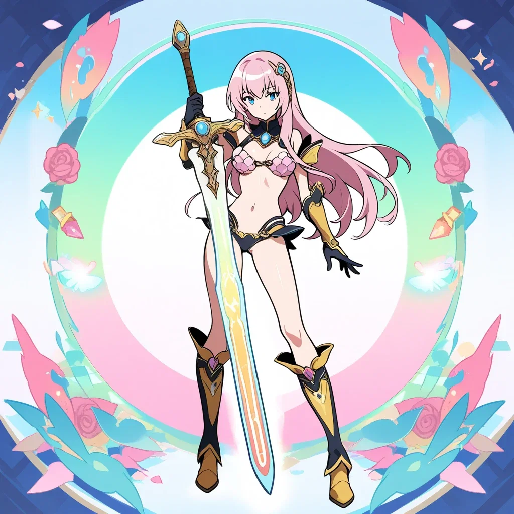 megurine luka fantasy armor bikini sword