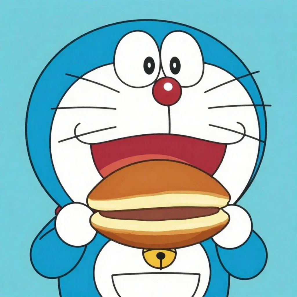 warhol pop art doraemon eating dorayaki